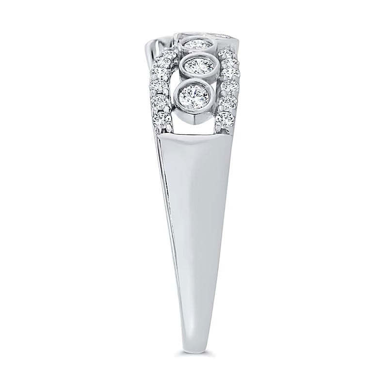 0.5 CT. TW Diamond Bezel Crossover Ring in 10K White Gold