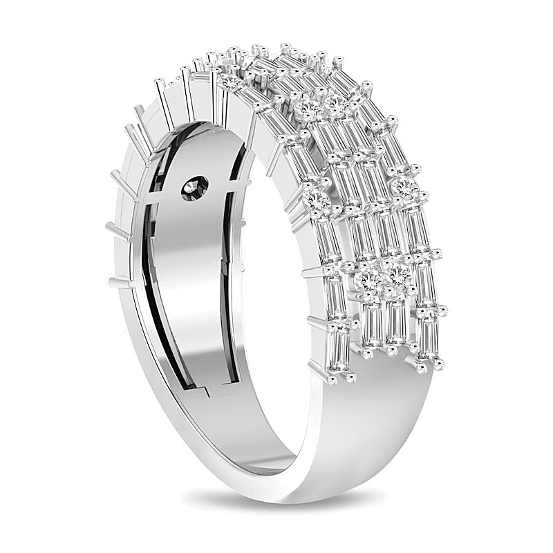 1.0 CT. TW Baguette-Cut Diamond Sideways Multi-Row Band in 14K White Gold