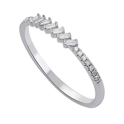 0.1 CT. TW Baguette Diamond Zig-Zag Ring in 10K White Gold
