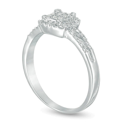 Multi-Diamond Accent Square Promise Ring in 10K White Gold