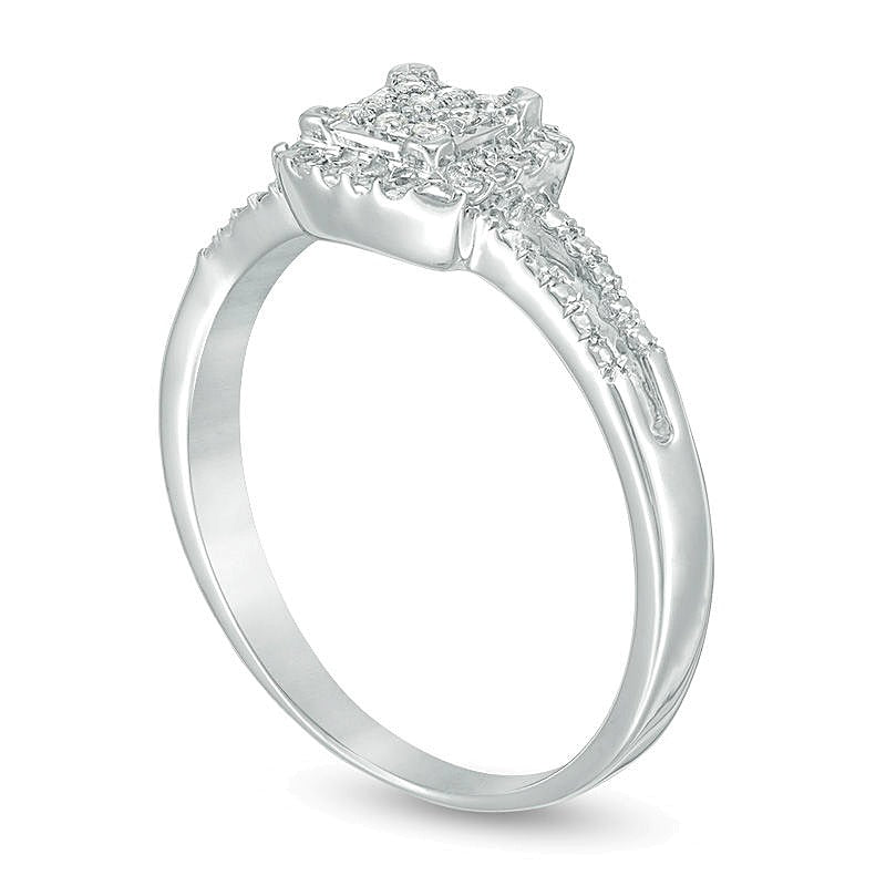 Multi-Diamond Accent Square Promise Ring in 10K White Gold
