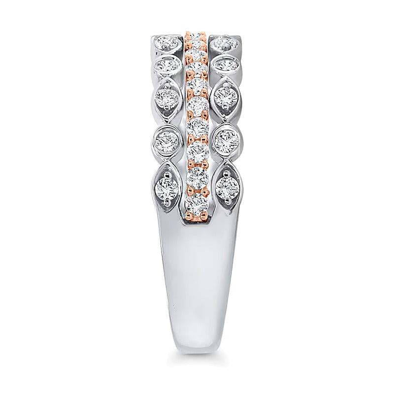 0.5 CT. TW Diamond Art Deco Multi-Row Stacked Ring in 10K Two-Tone Gold