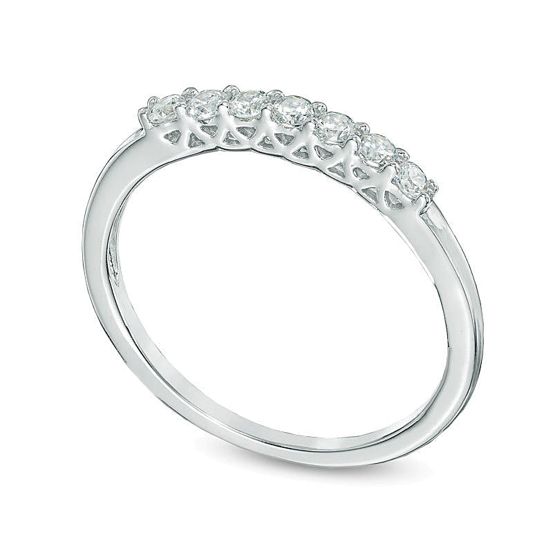 0.2 CT. TW Diamond Seven Stone Wedding Band in 10K White Gold