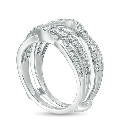 1.0 CT. TW Diamond Criss-Cross Ring Solitaire Enhancer in 14K White Gold