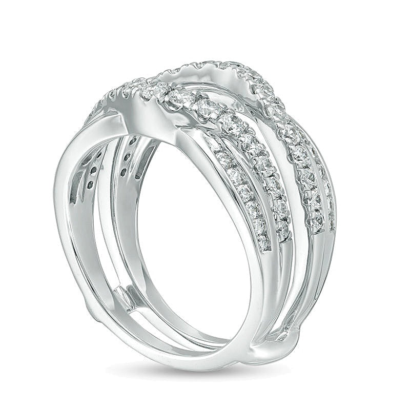 1.0 CT. TW Diamond Criss-Cross Ring Solitaire Enhancer in 14K White Gold