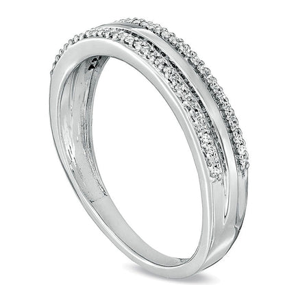 0.2 CT. TW Diamond Edge Wedding Band in 10K White Gold