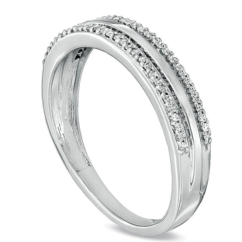 0.2 CT. TW Diamond Edge Wedding Band in 10K White Gold