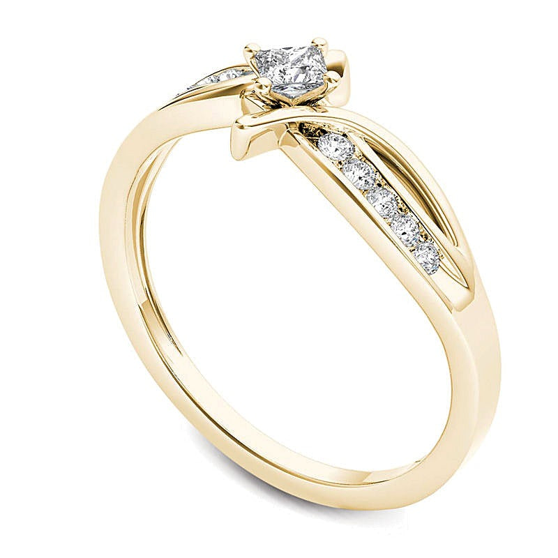 0.25 CT. TW Princess-Cut Diamond Bypass Promise Ring in 14K Gold