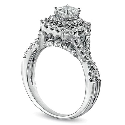 1.25 CT. TW Radiant-Cut Diamond Frame Engagement Ring in 14K White Gold (I/I1)