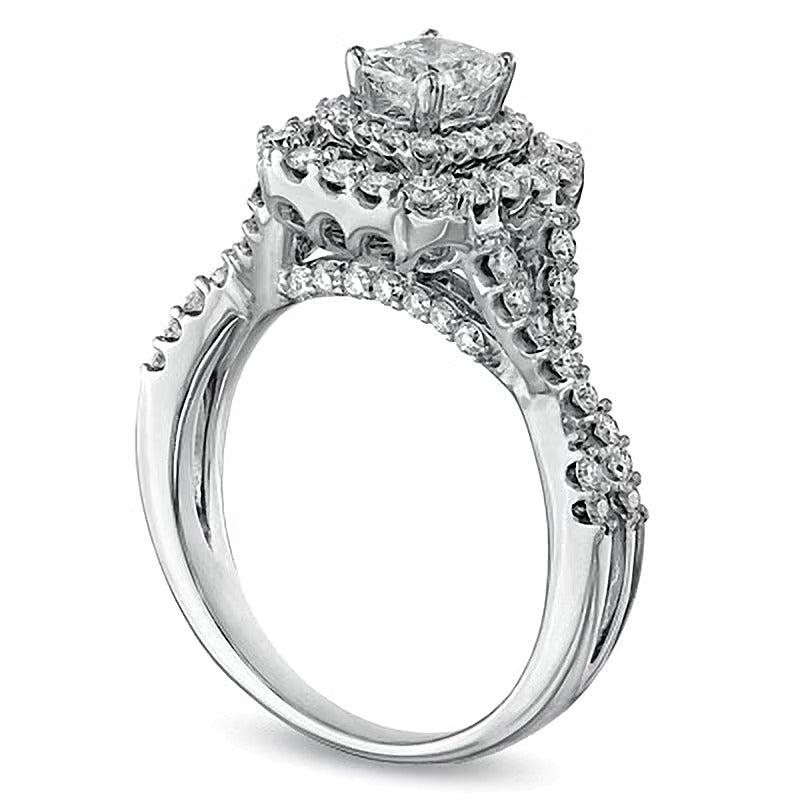 1.25 CT. TW Radiant-Cut Diamond Frame Engagement Ring in 14K White Gold (I/I1)