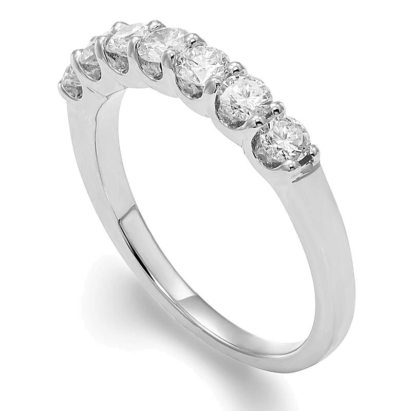 0.75 CT. TW Diamond Seven Stone Wedding Band in 14K White Gold (I/I1)