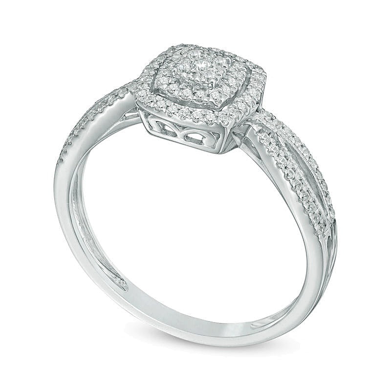 0.2 CT. TW Composite Diamond Frame Promise Ring in 10K White Gold