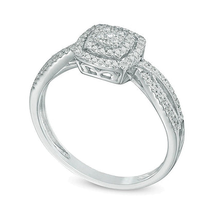 0.2 CT. TW Composite Diamond Frame Promise Ring in 10K White Gold