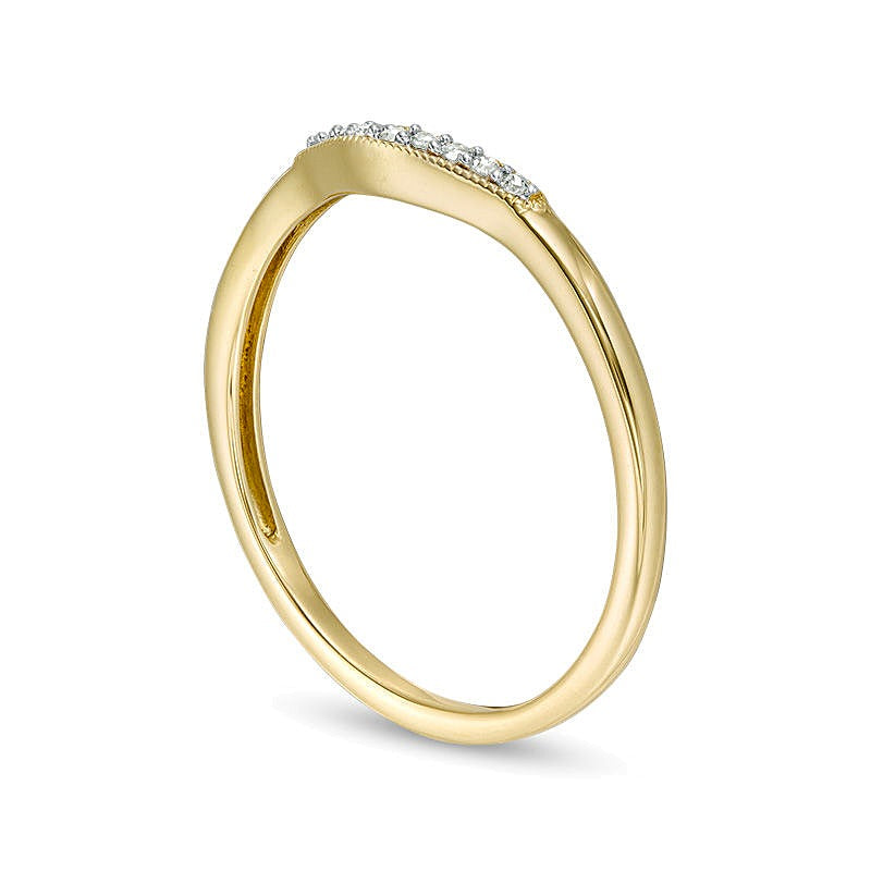Diamond Accent Vintage-Style Contour Anniversary Band in 10K Gold