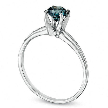 0.75 CT. Enhanced Blue Diamond Solitaire Engagement Ring in 14K White Gold