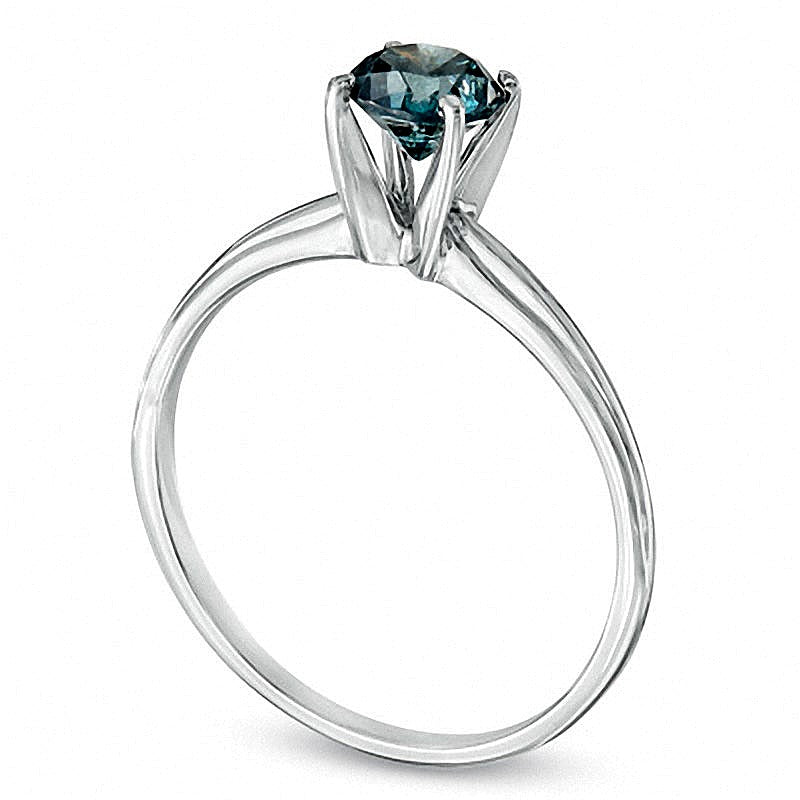 0.75 CT. Enhanced Blue Diamond Solitaire Engagement Ring in 14K White Gold