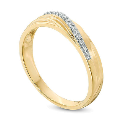 0.07 CT. TW Diamond Slant Anniversary Band in 10K Gold
