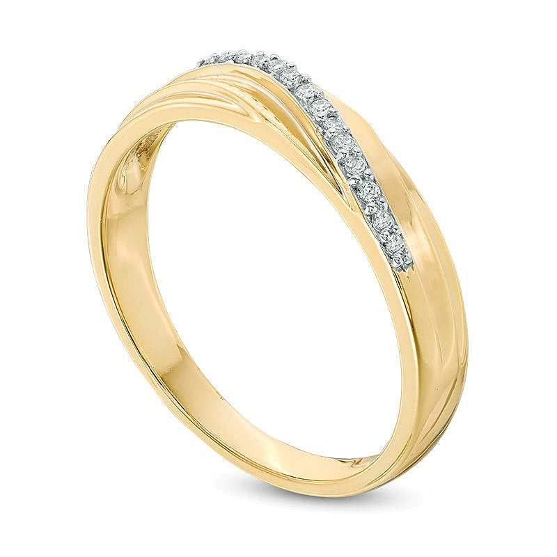 0.07 CT. TW Diamond Slant Anniversary Band in 10K Gold
