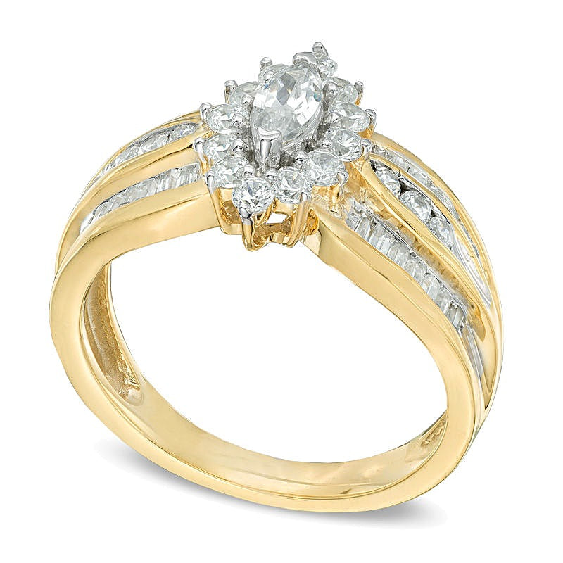 1.0 CT. TW Marquise Diamond Frame Engagement Ring in 10K Gold