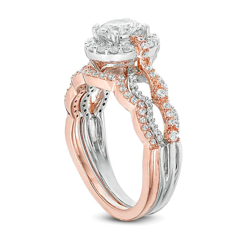 1.5 CT. TW Diamond Frame Bridal Set in 14K Two-Tone Gold (H/SI2)
