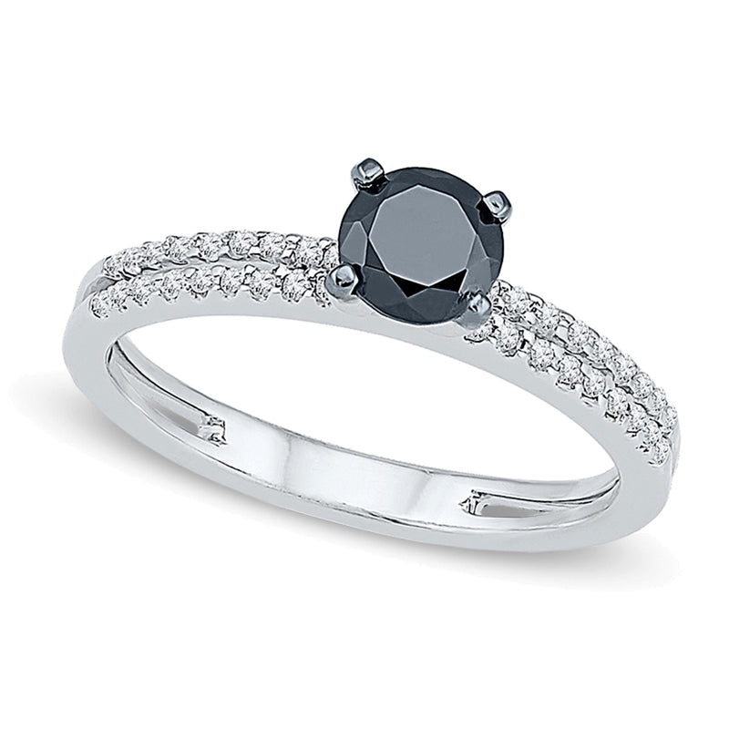 0.75 CT. TW Enhanced Black and White Diamond Bridal Set in 10K White Gold