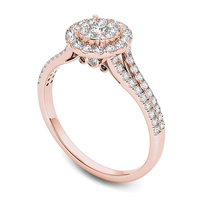 0.5 CT. TW Composite Diamond Frame Engagement Ring in 14K Rose Gold