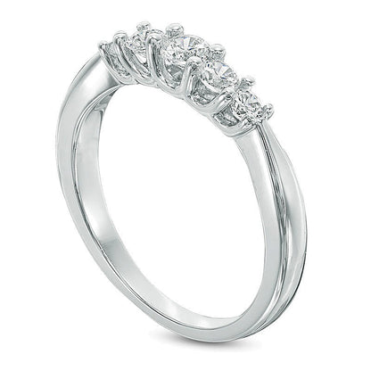 0.5 CT. TW Diamond Five Stone Anniversary Band in 10K White Gold