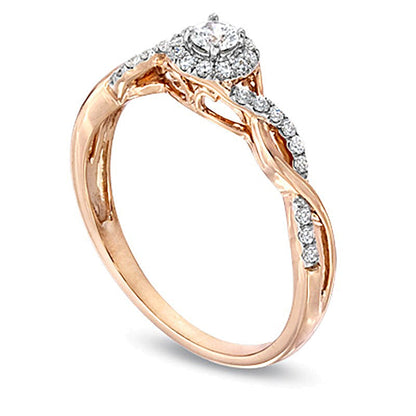 0.25 CT. TW Diamond Entwined Promise Ring in 10K Rose Gold