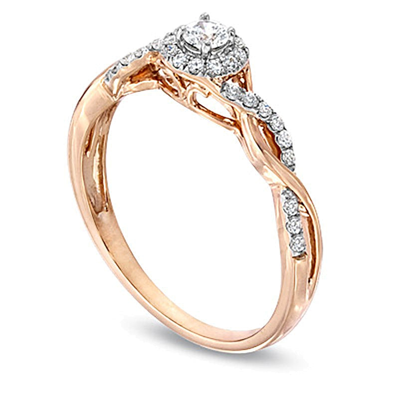 0.25 CT. TW Diamond Entwined Promise Ring in 10K Rose Gold