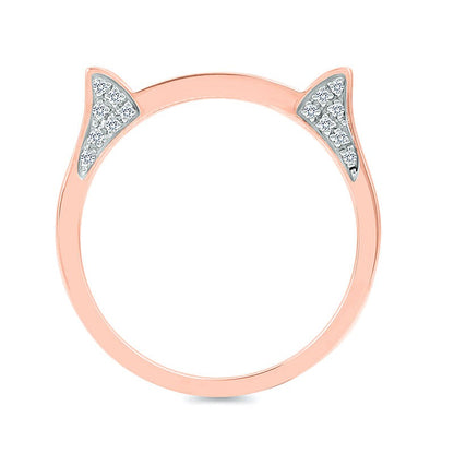 0.1 CT. TW Diamond Cat Ears Ring in 10K Rose Gold