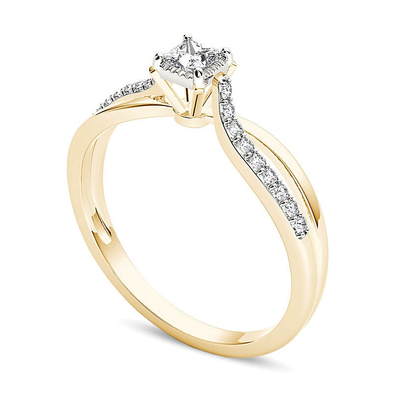 0.25 CT. TW Princess-Cut Diamond Split Shank Engagement Ring in 14K Gold