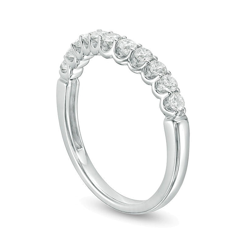 0.5 CT. TW Diamond Contour Wedding Band in 14K White Gold