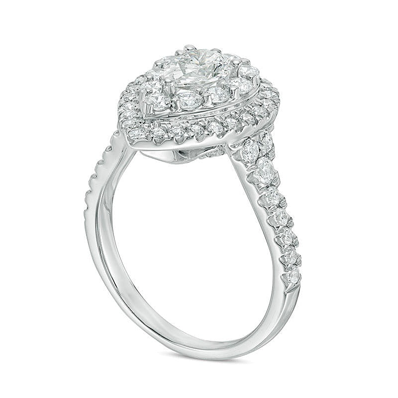 1.75 CT. TW Pear-Shaped Diamond Frame Engagement Ring in 14K White Gold (I/SI2)
