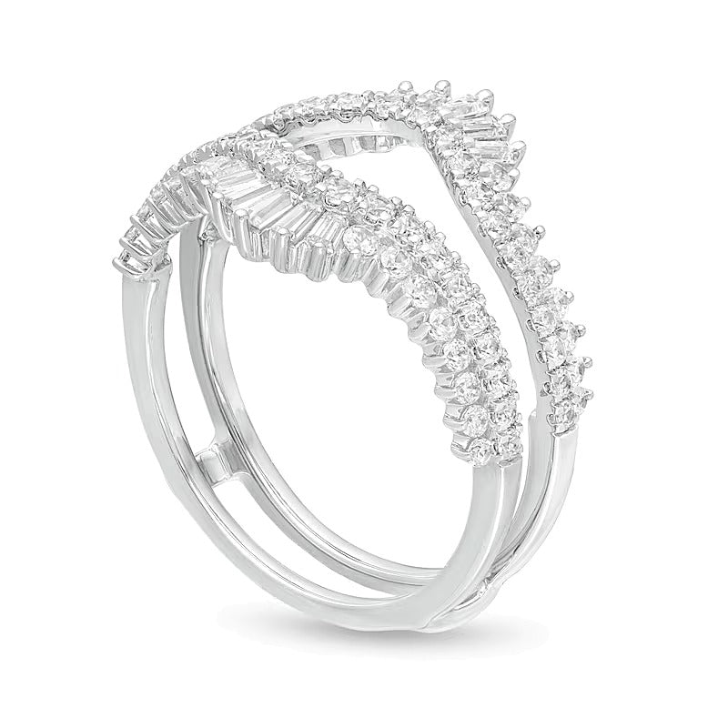 1.0 CT. TW Diamond Double Row Crown Solitaire Enhancer in 14K White Gold
