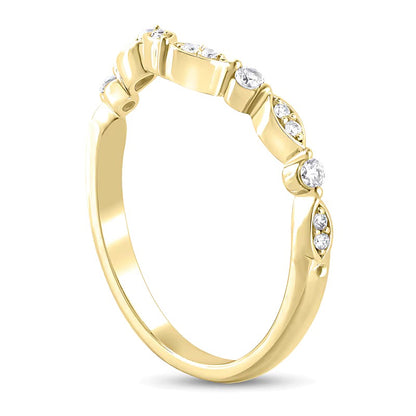 0.17 CT. TW Diamond Alternating Round and Marquise Frame Contour Band in 10K Gold
