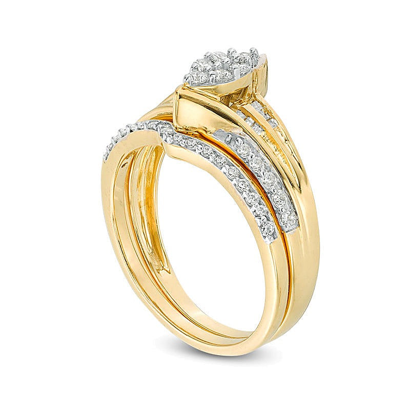 0.5 CT. TW Marquise Composite Diamond Bypass Bridal Set in 10K Gold