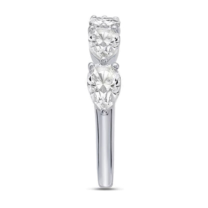 2.0 CT. TW Pear-Shaped Lab-Grown Diamond Five Stone Anniversary Band in 10K White Gold (F/VS2)