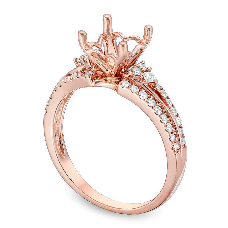 0.38 CT. TW Diamond Tri-Sides Semi-Mount in 14K Rose Gold