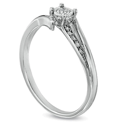 0.07 CT. TW Diamond Bypass Promise Ring in 10K White Gold