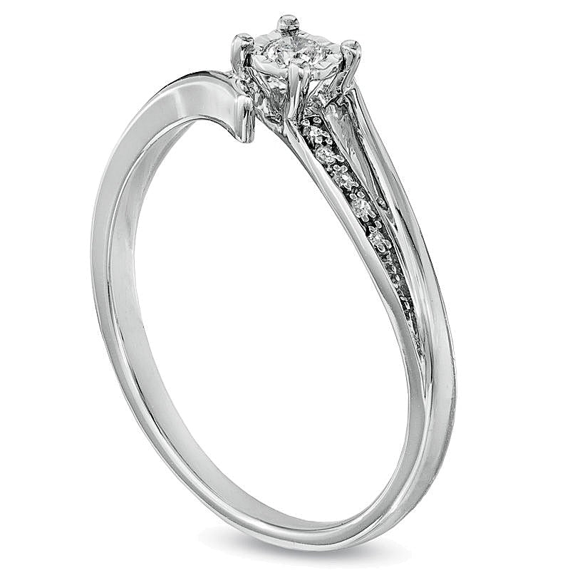 0.07 CT. TW Diamond Bypass Promise Ring in 10K White Gold