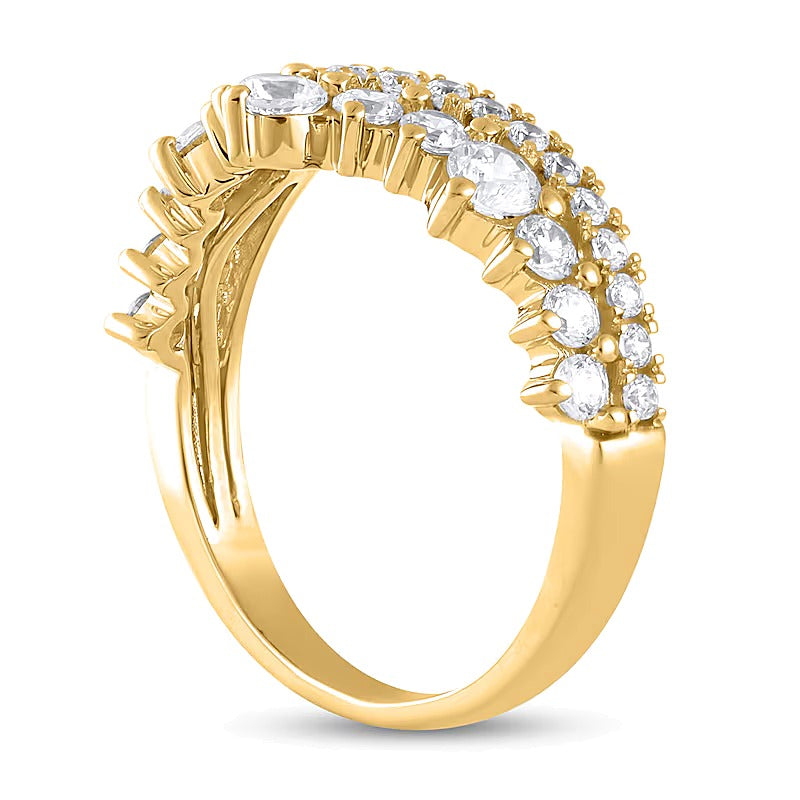 1.0 CT. TW Diamond Double Row Contour Band in 14K Gold