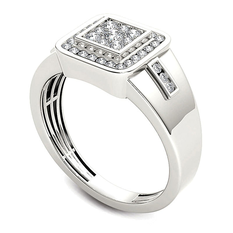 0.5 CT. TW Composite Diamond Square Frame Signet Ring in 14K White Gold