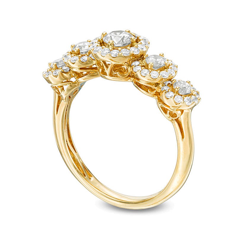 1.0 CT. TW Diamond Frame Five Stone Anniversary Band in 14K Gold
