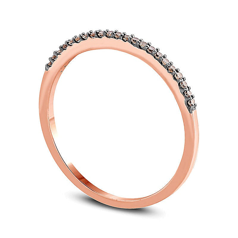 0.1 CT. TW Champagne Diamond Anniversary Band in 10K Rose Gold with Black Rhodium