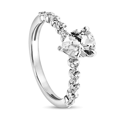 Pear-Shaped White Lab-Created Sapphire Engagement Ring in 10K White Gold