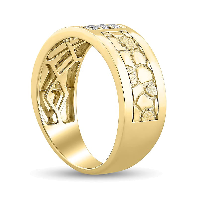 0.1 CT. TW Diamond Three Stone Nugget Band in 10K Gold