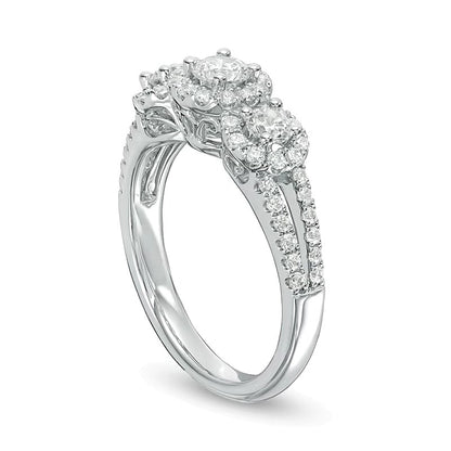1.0 CT. TW Diamond Past Present FutureÂ® Frame Engagement Ring in 14K White Gold