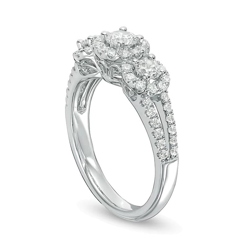 1.0 CT. TW Diamond Past Present FutureÂ® Frame Engagement Ring in 14K White Gold