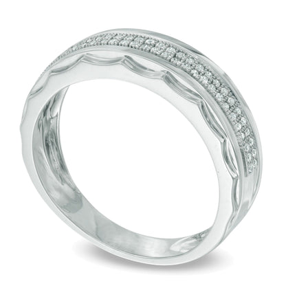 0.2 CT. TW Diamond Double Row Wedding Band in 10K White Gold