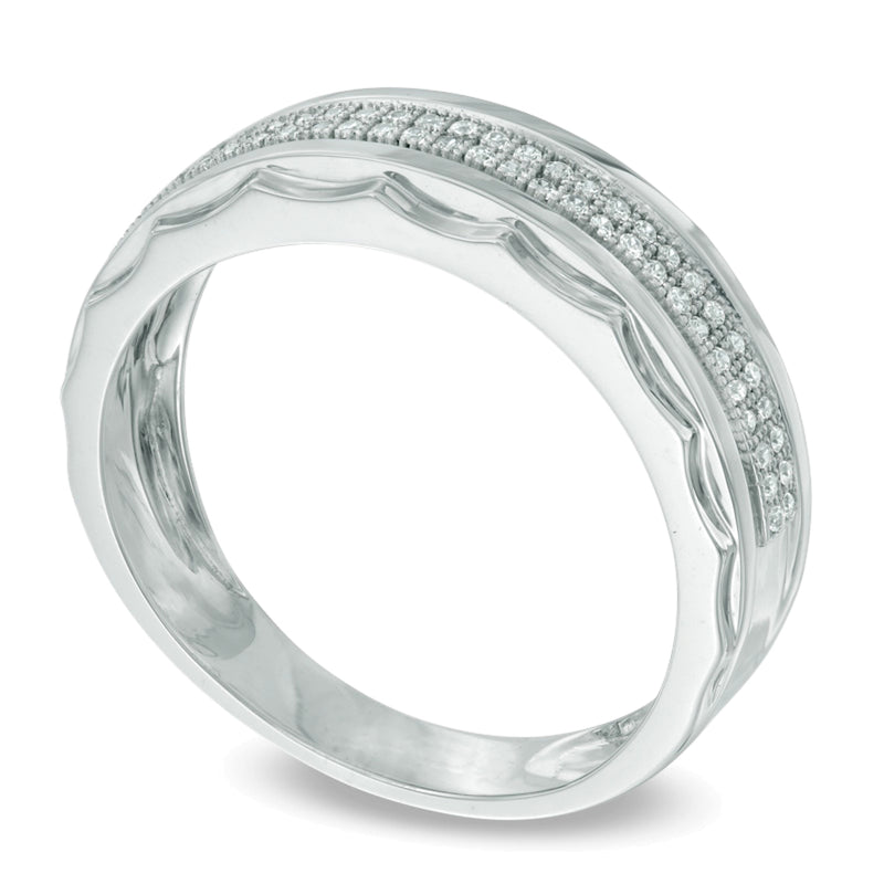 0.2 CT. TW Diamond Double Row Wedding Band in 10K White Gold